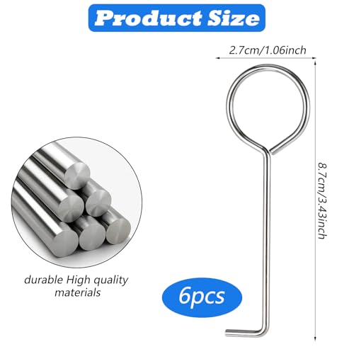 Drain Key Lifting Hooks - 6 Pack 304 Stainless Steel Drain Lifting Hooks, Shower Drains Grate Puller Keys, Lift Out Key for Easy Shower Drains Cleaning, Silver