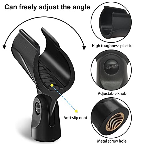 Universal Microphone Clip Holder, Comes with 5/8" Male to 3/8" Female Screw Adapter Suitable for Handheld Microphones, 2-Pack