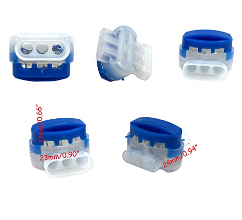 30Pcs 3 Way Wire Connectors,Waterproof Electrical 314-BOX Self-Stripping Pigtail Connectors for 22-14 AWG Cables