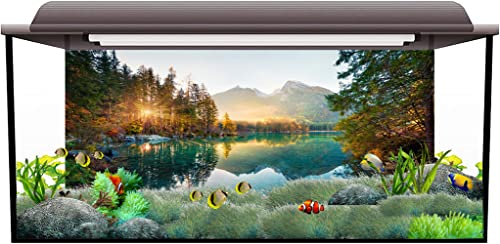AWERT 30x18 inches Nature Landscape Aquarium Background River Mountain Autumn Scenery Fish Tank Background Vinyl Background - size: 30x18in/75x45cm