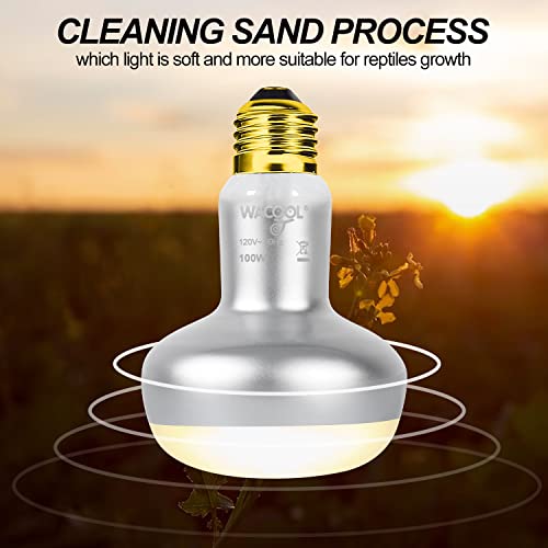 WACOOL 4 Pack Heat Lamp Bulbs for Reptiles, 100W Intense Basking Spot Lights, Simulate Daytime Sunshine Heat Bulbs, UVA Daylight Heat Lamp for Bearded Dragon, Lizard, Turtle, Tortoise, Gecko - style: 100W-4 pack