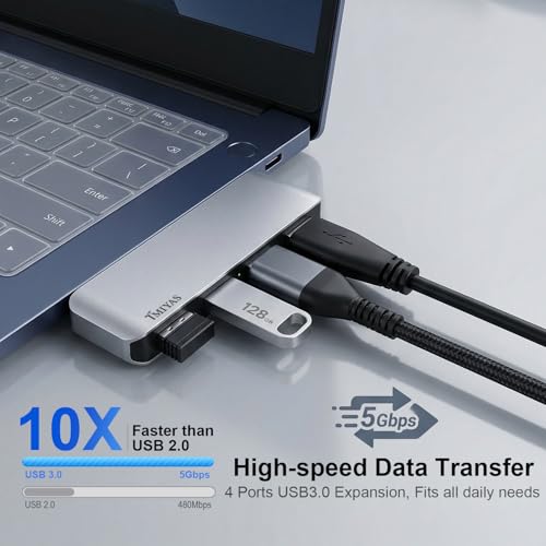 USB 3.0 Hub 4-Port Cable-Free USB Splitter for Laptop Right Side - color: Silver(Right)