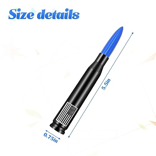 BESULEN American Flag Car Antenna, 5.5 Inch AM/FM Radio Short Antenna with 9 Screws Adapter & 2 Rubber Rings, Universal Aluminum Antenna, Auto Replacement Accessories for Pickup Truck SUV (Blue) - color: Blue