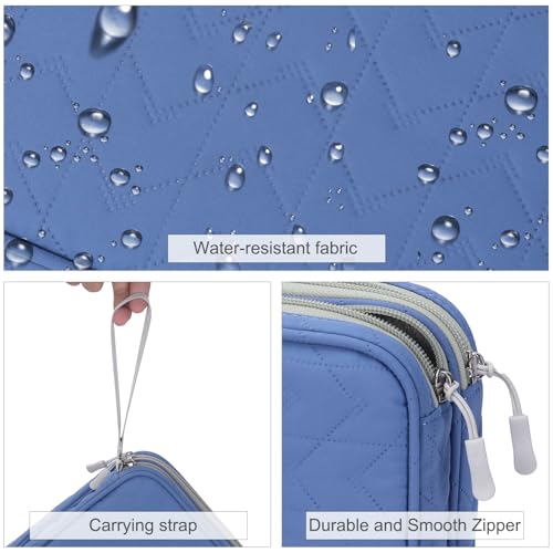 FYY Electronic Organizer, Travel Tech Pouch Bag, Extra Large, Blue Quilted - color: Blue Quilted, size: 10.8 x 8 x 3.15 inches