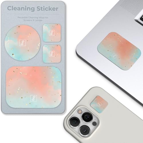 SleekStrip Portable Cleaning Sticker Pad Reusable Screen Cleaner Wipes Lens Cleaner Wipes for Phone iPad Car Touch Screen Display MacBook Computer Laptop Camera Lens Electronic TV Monitor - 1PK (4PCS) - color: Sweet Dream (Pack of 1)
