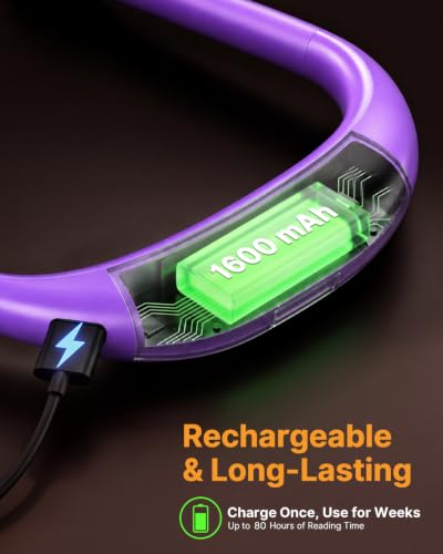 Neck Light with Storage Case, 3 Colors Dimmable Reading Light - color: Dark Purple Light with Storage Case