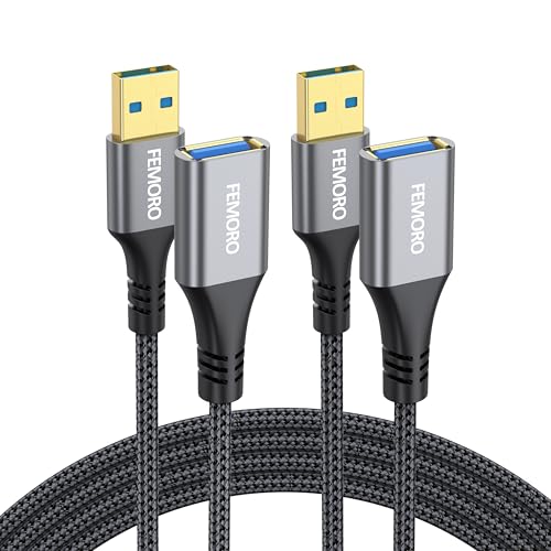 USB Extension Cable 3ft Pack of 2, USB-A 3.0 5Gbps Data Transfer 15W Charge