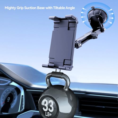 PLDHPRO Tablet Holder for Car Dashboard & Windshield, Suction Cup iPad Mount for Truck, Fits 5.5-14.6" iPad Pro Air Mini Galaxy Tab Fire HD, 360° Rotation, 6.3" Telescopic Arm - size: Telescopic Arm: 6.3 inch