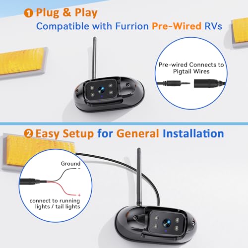 HD 1080P RV Backup Camera Wireless Easy Install: Plug-Play 7'' DVR Monitor - size: 7"+RV Camera for Furrion