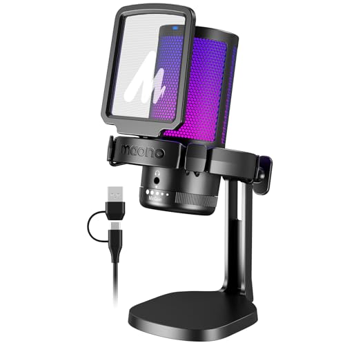 MAONO DGM20 USB Gaming Microphone for PC with Clear Voice & RGB Lighting - color: Black