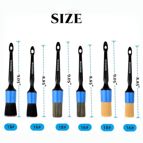 MVEQRRN 6pcs Car Detailing Brush Set,Boars Hair Detail Brushes(Blue) - color: 6pcs blue car detailing brush