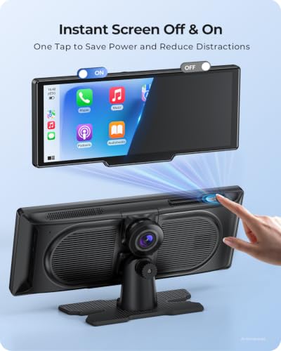 9.26" Wireless Carplay Screen for Car with 4K Dash Cam & HD Backup Camera