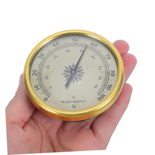 POPETPOP Analog Hygrometer Gold Round 72mm 2.83 Inch Precision Humidity Gauge with 2% Rh Resolution No Battery Required for Indoor Rooms and Reptile Terrariums