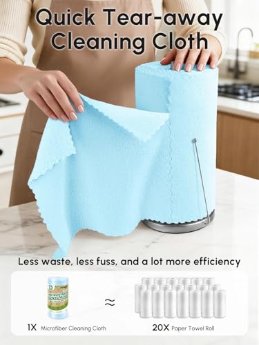 Microfiber Cleaning Cloths Roll 75 Pack 12x12 Inch Lint Free - color: Blue