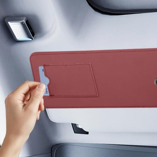 Car Sun Visor Extender with Sunglass Clip&Ticket Card Holder, Red - color: Red