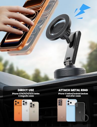 Lamicall Car Phone Holder Mount Ultra Nano Gel & 70+LBS Vacuum Suction Cup - color: Black
