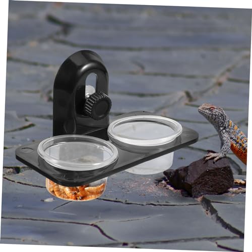 Toddmomy Reptile Feeding Bowl Container for Lizards Turtles Geckos and Durable Screw Type Design with Dual Compartment Easy to Clean Feeding Supplies for Reptiles