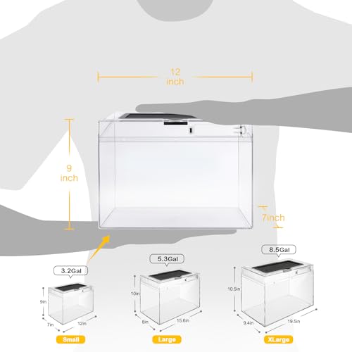 Slide Lid Tank XL 17.7x9.84x7.8IN and Reptile Terrarium Kit S 12“ x 7“ x 9”
