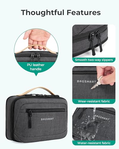 BAGSMART Electronics Organizer Travel Case, Cord Organizer Travel Cable Bag for Tech Accessories(Gray)