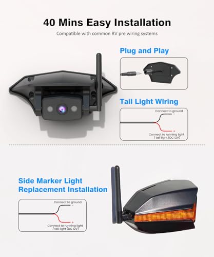 AUTO-VOX Wireless RV Backup Camera Bundle: Rear & Side Cameras with 7.2" HD Split-Screen Monitor and Flexible Bent Mount, Full Rear View Protection for RV, Travel Trailer, Motorhome, and Camper