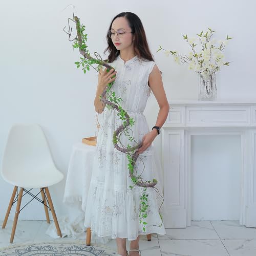 71 Inch Bendable Artificial Tree Vines Twine Branches Moss Greenery Plants Reptile Climbing Garland Twigs for Outdoor Camping Garden Wall Pipes Hanging Halloween Christmas Yules Decoration