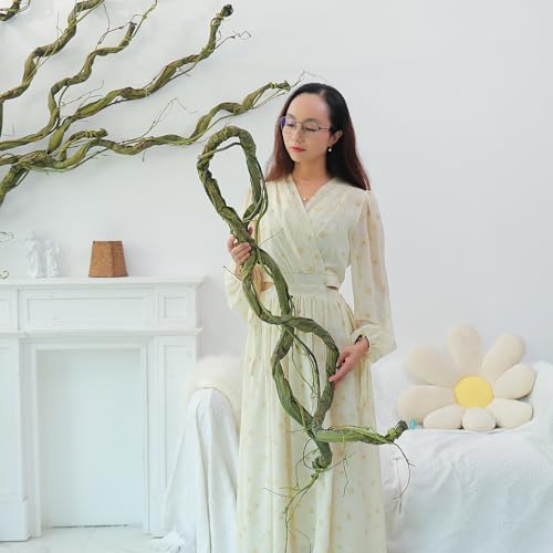 118in Bendable Greenery Garland Halloween Vine for Hanging Decor | Large Tree Branches Artificial Wall Grapevines Craft Plants Tree Trunk Creepy Jungle Twigs Reptile Climbing Mantel Decoration