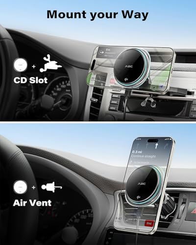 A2C Qi2 15W Wireless Car Charger CD Mount for MagSafe CD Slot | Air Vent