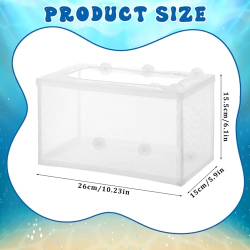 Fish Tank Breeder Net, Breeder Box for Fish Tank Simple to Install Fishes Hatchery Isolation Separation Net Plastic Frame Fry Hatchery Incubator Mesh Breeding Box with Suction Cup