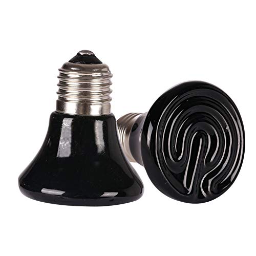 25W Mini Reptile Heat Lamp Bulb E26 Base Non-Light Emitting Infrared Ceramic Heat Emitter for Terrariums Turtles, Lizards, Snakes, and Small Pets 2-Pack