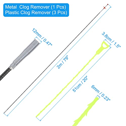 uxcell 3pcs 20 Inch Drain Hair Clog Remover Tool PP & 80 Inch Drain Cleaner Tool Sticks Stainless Steel Sewer Cleaning Hook Unclog Sink Unclogger for Toilet Bathtub Sewer, Green - color: Green, size: 80 Inch