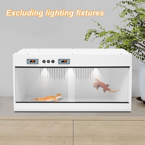 31.5*15.8*15.8 inches PVC Reptile Tank, Reptile Terrarium for Ball Python Bearded Dragon Snake Gecko, Reptile Terrarium Lounge Habitat with Glass Sliding Door & Top Screen Ventilation (White) - color: White