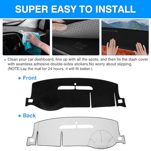Autorder Dashboard Cover Mat for 2007-2014 Chevrolet Tahoe Suburban/GMC Yukon XL&2007-2013 Chevy Avalanche Silverado 1500 2500 3500 LTZ/GMC Sierra SLT Denali Accessories Upgrade Velvet Dash Cover - size: Black 07-13 Silverado 1 Glove Box(B)