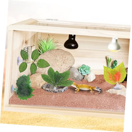 BESPORTBLE 10pcs Reptile Tank Plants with Suction Cups, Lifelike Artificial Terrarium Plant Ornaments for Lizard, Chameleon, Snake Habitat Decoration, Aquarium Landscaping Accessories