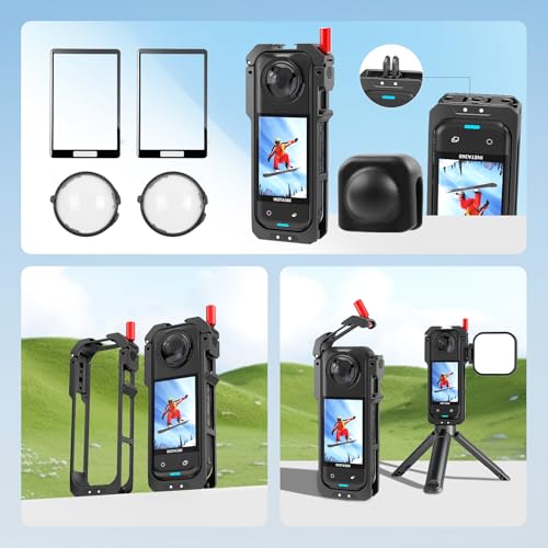 6-in-1 Accessories Kit for Insta360 X5, Included Insta 360 X5 Premium Lens Guard, Metal Protective Case, 2 Pack of Tempered Glass Film Screen Protector, Silicone Protective Cover Bundle Kit