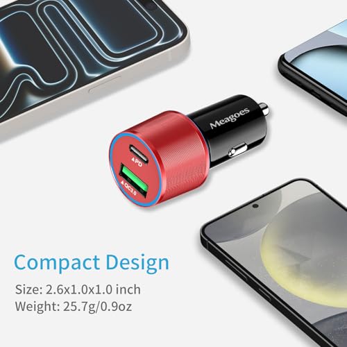 67.5W Red Car Charger USB C Super Fast Charging for iPhone 17 Pro/Android - color: Red, size: 3.3 ft