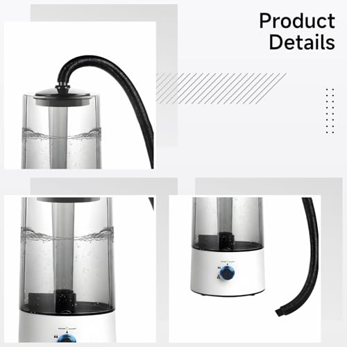 Reptile Fogger, 135 fl oz / 4 L Black & White Humidifier Mister, Customizable Mist, Quiet Fog Machine with Stretchable Tube, Top-Fill for Chameleon Lizard Tortoise