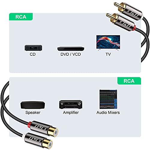 J&D 2 RCA Extension Cable, RCA Male to Female Stereo Cable, 25 ft - size: 25 Feet