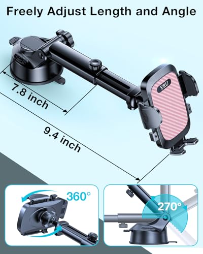 YRU True Military-Grade 360°Rotation Suction 2026 Ultimate Car Phone Holder - color: Pale Pink