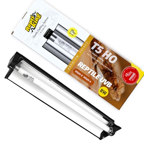Upgraded T5 UVB Reptile Light, 10.0 UVB 8W German Made Fluorescent Lamp and Fixture Kit, for Desert-Dwelling Reptiles, Bearded Dragon,Tortoise, Snake, Strip Linear UVB Lamp Bulb,12 Inch - size: 8W Reptile T5 UVB Light Kit