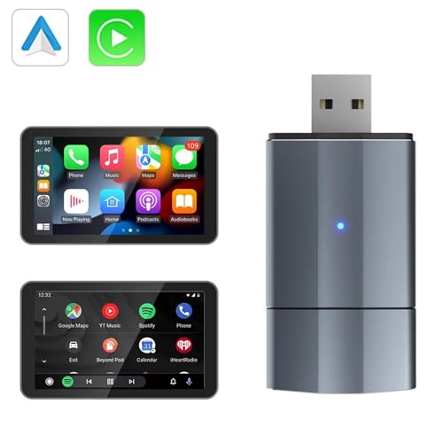 Wireless Car Play Adapter - Convert Wired to Wireless for iPhone & Android | Car Play for Vehicles 2017+ | Bluetooth Connection | Hands-Free Control | Charger with 2.6 ft. Retractable Charging Cord