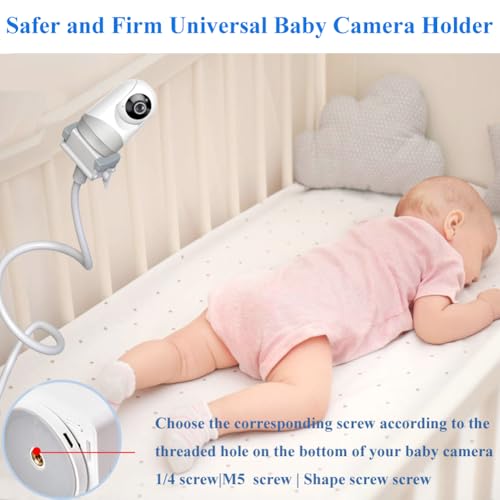Baby Camera Monitor Mount Flexible Holder Stand Compatible with Momcozy,HelloBaby HB6550/HB65/HB66/HB6560/iFamily,Blemil,GoodBaby,OKAIDI,ANMEATE, Infant Optics Cameras and with 1/4" Cameras Clip Mount - size: 1 Count (Pack of 1)
