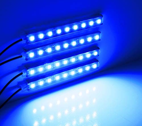 4PCS 48 LED Car Interior Lights, Blue Under Dash Light Kit - color: Blue 48 Lights