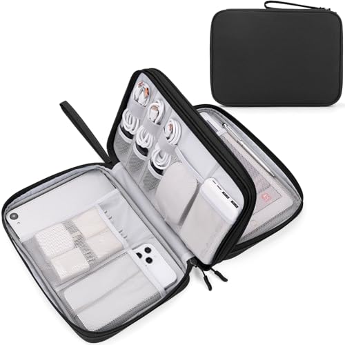 FYY Electronic Organizer, Travel Tech Pouch Bag, Extra Large, Black - color: Black, size: 10.8 x 8 x 3.15 inches