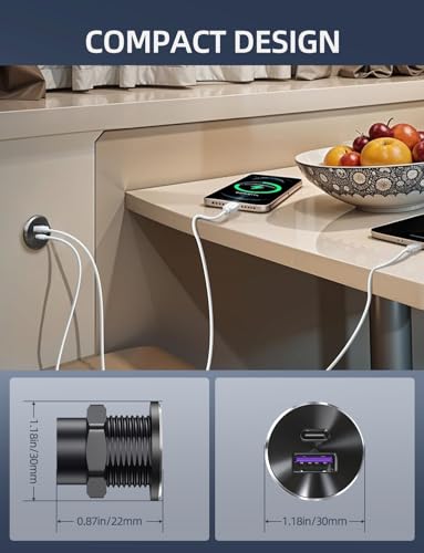 4PCS RV USB Outlet All-Aluminum 12V/24V 2 Ports Recessed Wall Mount - color: 4P