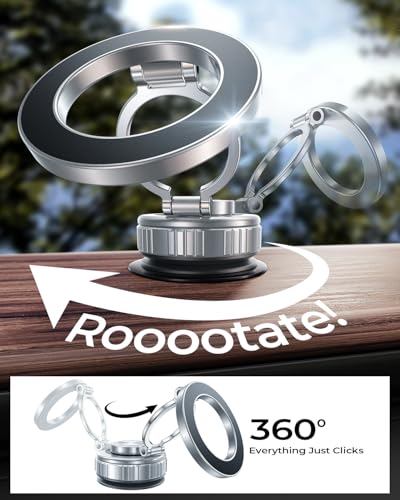 【Upgraded】All Metal for Magsafe Car Mount, Vacuum Magnetic Phone Holders - color: Silver/1 Pack