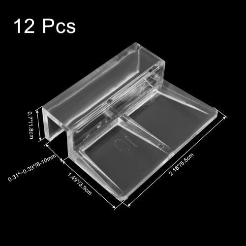 12 Pack Aquarium Lid Clips DIY Aquarium Lid Holder Clear Acrylic Fish Tank Support 10MM Aquarium Glass Holder(10MM) - size: 10MM