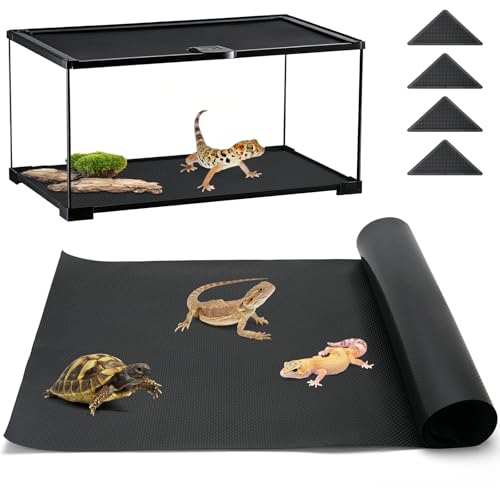 24"x60" Bearded Dragon Tank Accessories Reptile Mat 40 Gallon, Non-Slip Reptile Tank Liner with 4 Carpet Corners, Reusable Bearded Dragon Tank Flooring for Bearded Dragon, Leopard Gecko,Lizard