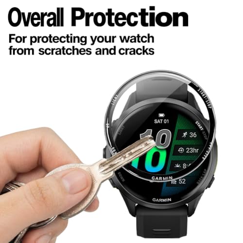 Watch Screen Protector for Garmin Forerunner 570 47mm and protective Case - color: Green