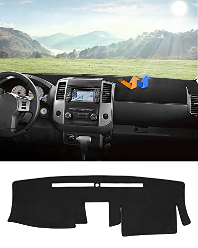 Autorder Dashboard Cover Mat Fit for 2005-2021 Nissan Frontier/2009-2012 Suzuki Equator Accessories Dash Cover Flannel Dash Mat Sunshade Glare UV Rays Protector - size: Black 05-21 Nissan Frontier