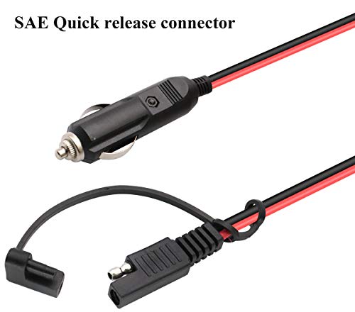 SAE Cigarette Lighter Charger Cable,16AWG 12V Cigarette Lighter Male Plug to SAE 2 Pin Quick Release Disconnect Connector Plug Adapter Extension Charging Cable with Fuse(0.3m/1ft-2Pack-M) - color: 0.3m-Male-2Pack